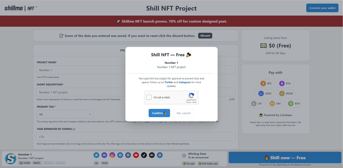 _shillmenft's tweet photo. You can now shill freely without authenticating your Metamask wallet. 🚀

https://t.co/eMvFNaCFgA

#NFT #NFTProject #NFTs https://t.co/Sn89amto0I