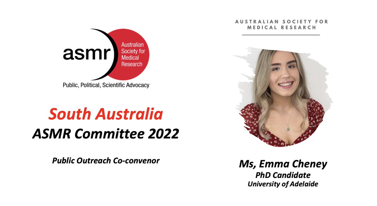 The Australian Society for Medical Research (ASMR) (@theasmr1) on Twitter photo Emma <a href="/Em_Cheney/">Emma Cheney</a> is a PhD Candidate <a href="/MyelomaAdelaide/">Myeloma Research Laboratory Adelaide</a> passionate about developing treatment strategies to improve myeloma patient survival. She is investigating the druggable link between tumour associated macrophages & a bone marrow protein called Gremlin1 #ASMRMRW2022 π§΅6/ Emma <a href="/Em_Cheney/">Emma Cheney</a> is a PhD Candidate <a href="/MyelomaAdelaide/">Myeloma Research Laboratory Adelaide</a> passionate about developing treatment strategies to improve myeloma patient survival. She is investigating the druggable link between tumour associated macrophages & a bone marrow protein called Gremlin1 #ASMRMRW2022 π§΅6/