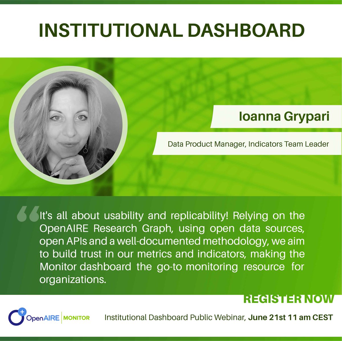 OpenAIRE_eu's tweet image. (1/2) Last month our Members had the chance to learn first about our new on-demand service that is built upon the #OpenAIRE_ResearchGraph. Register and join our  #OpenAIRE_Nexus public webinar where Dr @igrypml and @lpispir will guide you through #OpenAIRE_InstitutionalDashboard!