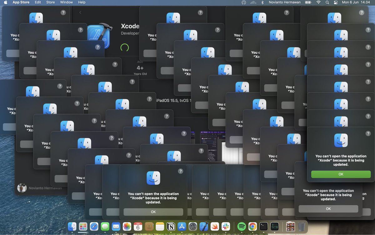 nvnthermawan12's tweet image. Stuck update Xcode 13.4.1 #WWDC22  #Xcode13