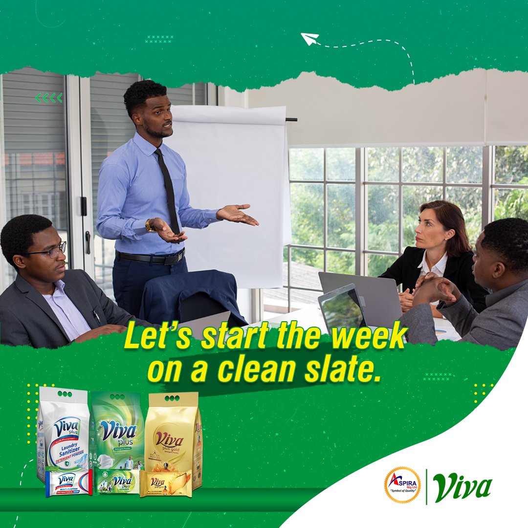 VivaDetergent's tweet photo. Shall we? Happy New Week Vivans๐บ๐บ๐
#VivaPlus #AspiraNigeria #StrongerThanStain #Perfumedetergent #VivaPlusDetergent #MondayMotivation https://t.co/XGGUQzOgFe