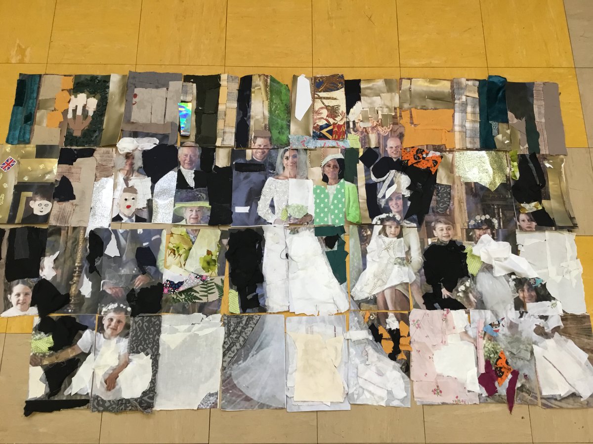 Well done to Year 4 who made this impressive collage of Harry and Meghan's wedding using different textiles. It looks great!
