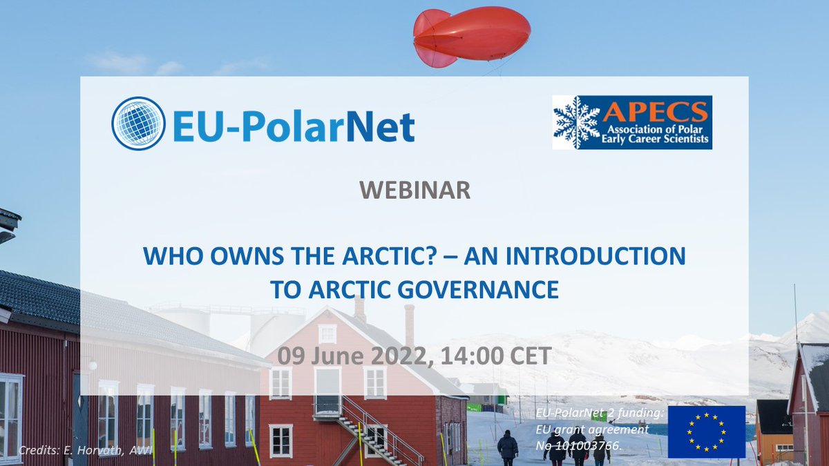 EUPolarNet's tweet image. THIS THURSDAY, June 9, 2022, 14:00 CET. @EUPolarNet and #APECS webinar: Who owns the #Arctic? – an Introduction to Arctic Governance.
More information: ❄️ eu-polarnet.eu/webinar-who-ow…
Registration: awi.webex.com/awi-en/j.php?R…

@EUPolar Cluster
@AWI_Media
@Polar_Research