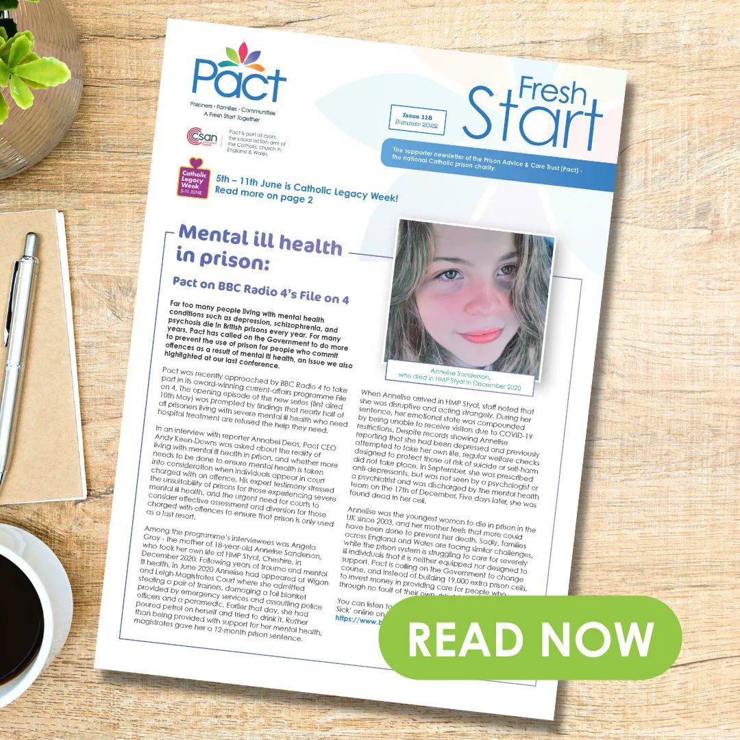 prisonadvice's tweet photo. Just in time for #CatholicLegacyWeek, the latest edition of Fresh Start - our quarterly newsletter for #Catholic supporters of Pact - is now available! You can read and download your copy, and sign up, at https://t.co/uY8jAKYVmA.
#CatholicTwitter https://t.co/JdxKIMVsf3