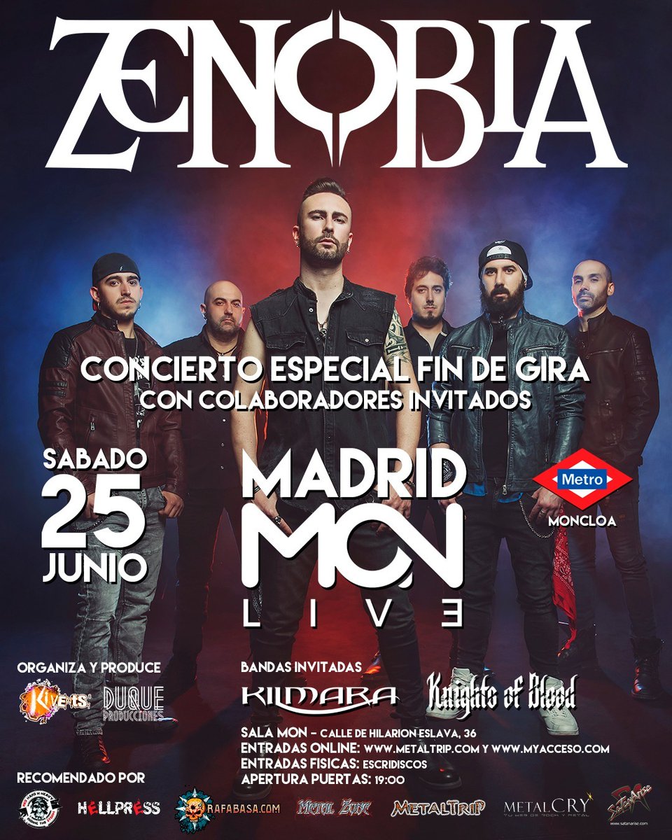 KILMARA_DFTW's tweet photo. Nueva sala para el concierto Fin de Gira de @zenobiabanda en Madrid, que será el sábado 25 de junio en Sala Mon Madrid, con invitados especiales y @KILMARA_DFTW y Knights Of Blood como bandas invitadas. #Kivents #Zenobia https://t.co/2YgW7VjN0a
#IMPORTANTE #ALERTA https://t.co/yKe15pHaxI