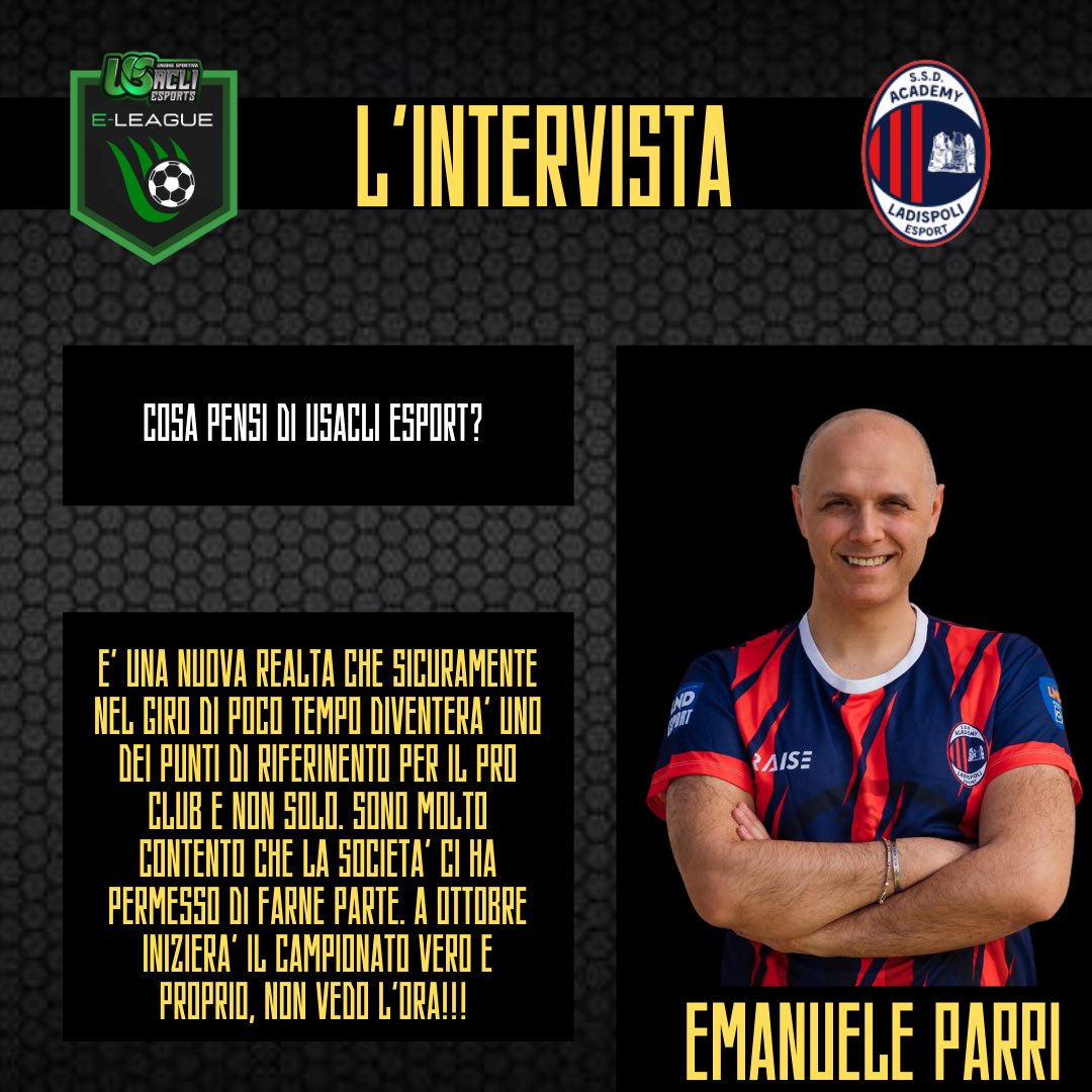 Rubrica UsAcli “L’INTERVISTA” 

Intervista al capitano del Ladispoli, Emanuele Parri (Farmacista30) capolista nel girone A dopo due giornate. 

#usacli #esport #usaclieleague
