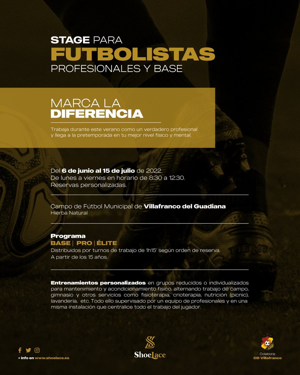 Comienza una semana ilusionante en la que arrancamos con este proyecto por y para futbolistas 🔜⚽️

¡Empezamos! Todo en shoelace.es/stage

#BeShoelace #Extremadura #Fútbol