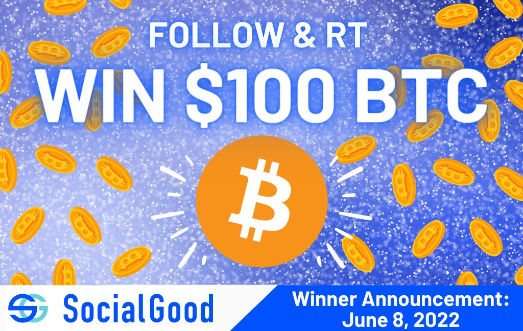 🍀 Win $100 in $BTC 🍀
Follow &amp; RT this to win $100 of #Bitcoin in your wallet within the week🤩
We'll tag the lucky 24th #Giveaway winner on June 8!
👉Want more free #crypto? Download the SocialGood App!
📲socialgood.inc/?id=mwPN7i