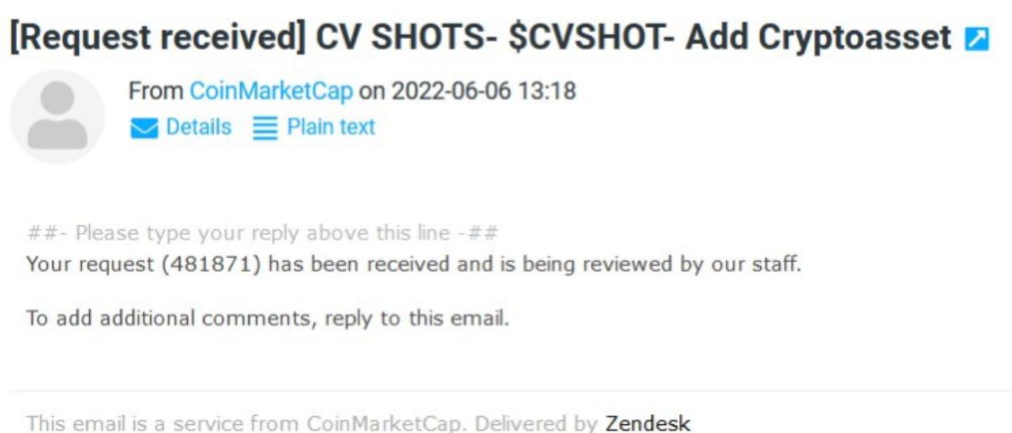 cvshot's tweet photo. We're glad to announce a BIG WAVE coming soon!!! we applied for listing on Cryptoasset #481871 We can't wait to be listed.
@CoinMarketCap
#CVSHOT #cryptoasset #COINMARKETCAP #letgo #tothespace #decentralized #ASSET #tokens https://t.co/3CNva07hT0