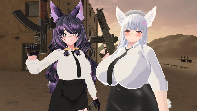 最近撮ったホニさんとの写真、同じOL服で身長も同じぐらいだから同僚とのオフとか休み時間感がスゴイ 