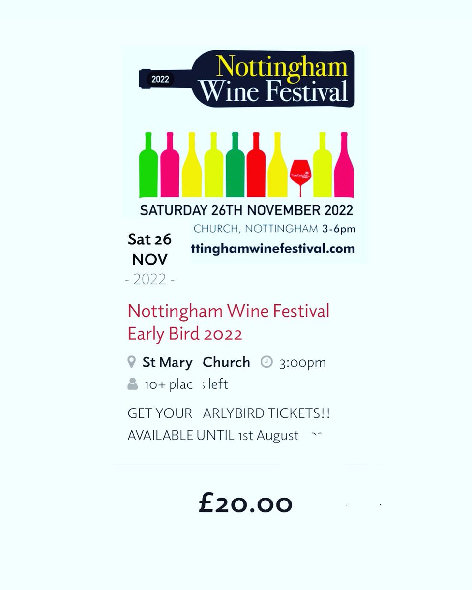 Nottswineschool's tweet photo. Nottingham Wine Festival Early Bird Tickets Now Available!
Link in bio or here- https://t.co/yHpPSzZYIY
#nottinghamwinefestival #wine #winetasting #localindependentbusiness #nottingham #wineretailers #localwineschool https://t.co/TiXoLIM3lP