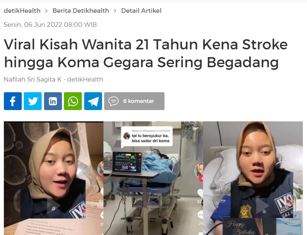 'Aku kerjanya lebih produktif kalo malem-malem' 

'Stroke, diabetes, itu mah penyakit orang tua'

Mulai kurang-kurangin excuse kayak gini.