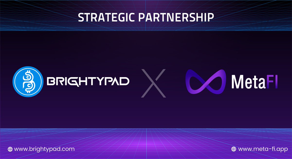 BrightyPad (@brightypad) on Twitter photo We are proudly announce our strategic partnership with @MetaFi_Official
MetaFi is a seamless ecosystem for metaverse that provides essential tools and infrastructure that services blockchain project owners, investors and traders in one guild.
<a href="/BrightyPad/">BrightyPad</a> 🤝 @MetaFi_Official We are proudly announce our strategic partnership with @MetaFi_Official
MetaFi is a seamless ecosystem for metaverse that provides essential tools and infrastructure that services blockchain project owners, investors and traders in one guild.
<a href="/BrightyPad/">BrightyPad</a> 🤝 @MetaFi_Official