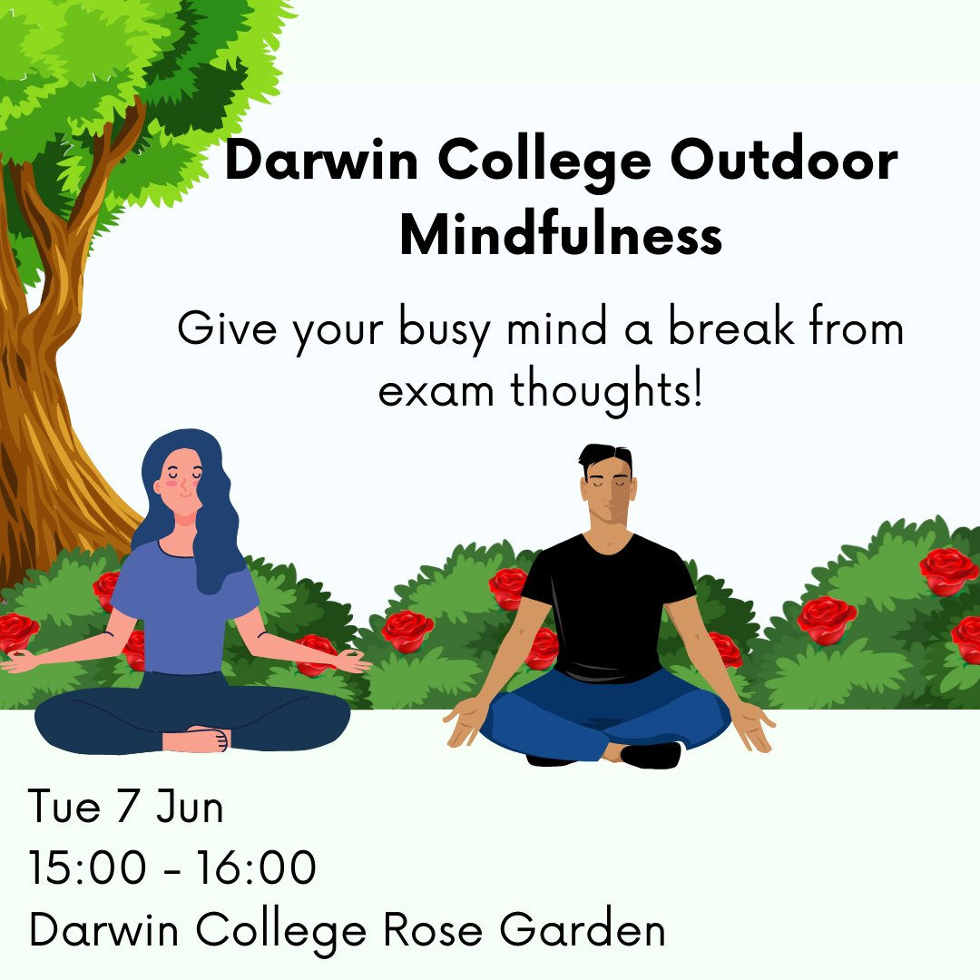 Take a break from worrying exam thoughts and relax in the lovely Darwin Rose Garden with mindfulness exercise!🌹 

The session will be run by Miriam, one of the CCL officers of the university✔️

Spaces are limited, so please book via Target Connect here:
ow.ly/BfQQ50Jq4AS