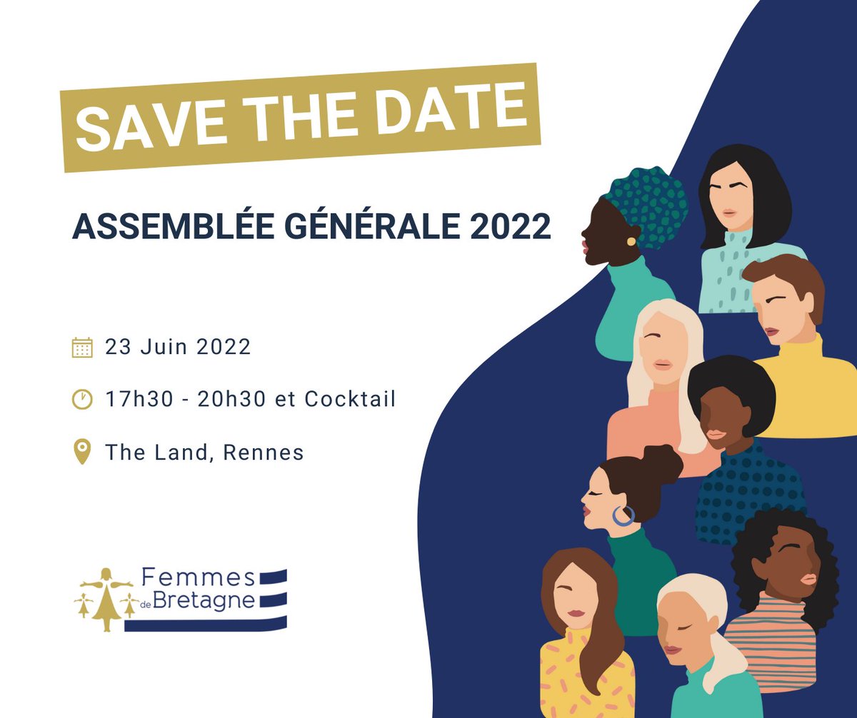 [SAVE THE DATE] 📣
📅 L'Assemblée Générale de Femmes de Bretagne est dans deux semaines, le jeudi 23 juin !
🕔 À partir de 17h30 jusqu'à 20h30.
📌 À #Rennes sur le campus The Land🤝
Si vous n'avez pas encore pris votre place c'est le moment ! ✅
🔗 bit.ly/3NpwH5W