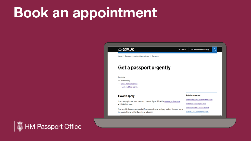 HM_Passport's tweet photo. All appointments for our urgent services are released three weeks in advance and are made available online. Please keep checking https://t.co/PIwlMGiFCw for availability. 💻 https://t.co/zm4t6hXM3q