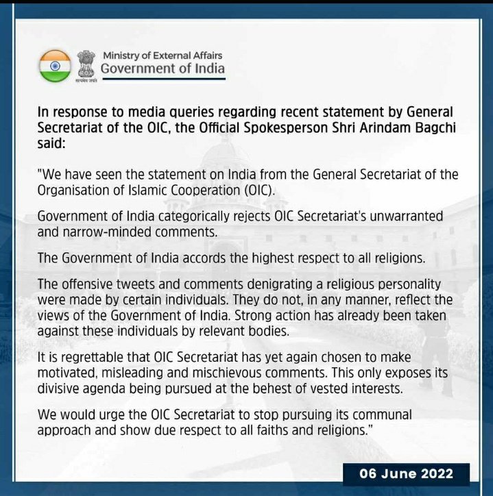 Binodmahto51's tweet photo. If they want to play this war of words then we can draft better.

Ministry of External Affairs responded to vague and outrageous comments from Organization of Islamic Countries (OIC) and Pakistan PM
🤔

#CommunalThinkingOf_OIC

https://t.co/uNcopG7s0w