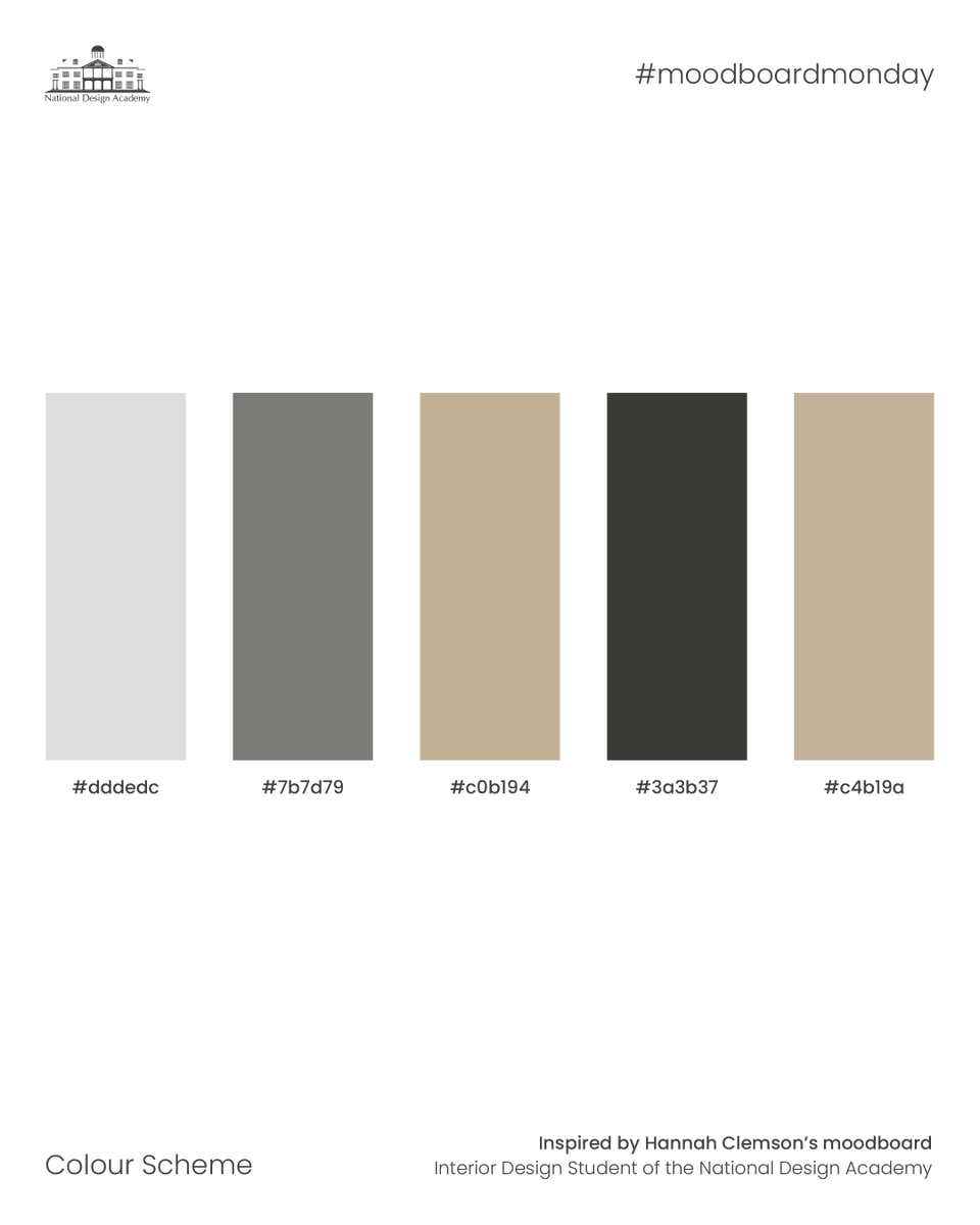 NDAtweeter's tweet photo. Fusing two different styles takes skill. In this week's #moodboardmonday, student @interiorsbyhannahclemson combines natural materials with an urban feel and we love it!

​Don't forget to use #myNDAday when you post your #moodboardmonday for chance to feature on our feed. https://t.co/jDJDqHP8QL