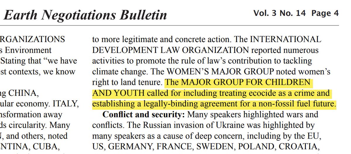 The #Stockholm50 Summary Report is out now, with a clear reference to the @fossiltreaty and @EcocideLaw. The voices of #youth are strong! enb.iisd.org/sites/default/… @IISD_ENB