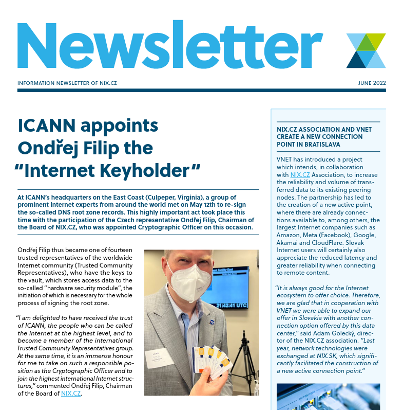NIX_CZ's tweet photo. The new issue of https://t.co/LUOuTpYggy's #newsletter has been published: https://t.co/sgtASk8dPl. #rootceremony #newnetworks or #CSNOG2022 #ISP #IXP #peering https://t.co/uAxicFwdrt