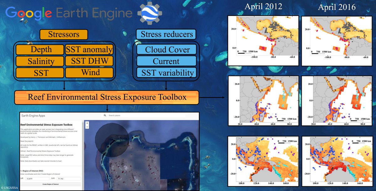 Michael J. Williamson (@mjw_marine) on Twitter photo We are pleased to announce our new publication in <a href="/RSECJournal/">Remote Sensing in Ecology & Conservation</a> which uses satellite #remote sensing data from <a href="/GoogleEE/">Google Earth Engine</a> to develop a toolbox and app that can be used to monitor stress on shallow #coral #reef ecosystems
tinyurl.com/35aptvwd
Thread below (1/9) We are pleased to announce our new publication in <a href="/RSECJournal/">Remote Sensing in Ecology & Conservation</a> which uses satellite #remote sensing data from <a href="/GoogleEE/">Google Earth Engine</a> to develop a toolbox and app that can be used to monitor stress on shallow #coral #reef ecosystems
tinyurl.com/35aptvwd
Thread below (1/9)