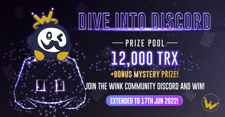 WINkorg777's tweet photo. #WINksters, due to a brief delay in kicking off our Mystery Prize partnership collaboration for this #WINkEvent, Dive Into Discord will be extended by two weeks until 17 June 2022. Don't miss this extended chance to jump in for a chance at that prize pool! https://t.co/GnhF7SNuaK