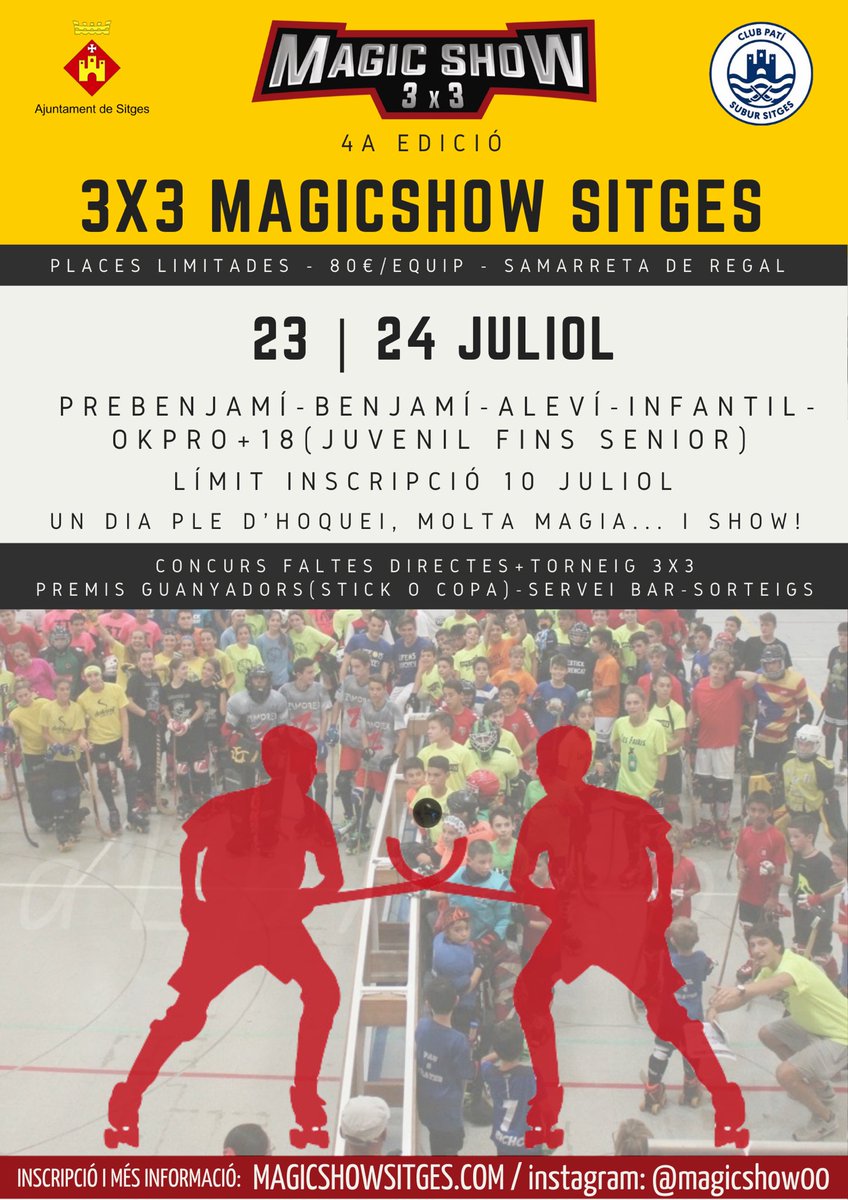 Amb molta ilusio afrontem aquesta quarta edició del 3x3 Màgic Show Sitges 2022, i aquí us presentem el nou cartell d’aquesta edició! 🆕

Recordeu que el 10 de Juliol és el dia límit per inscriure’s!📝🎟

Amb qui formaràs equip?🥇🏆

Inscripcio: magicshowsitges.com ‼️