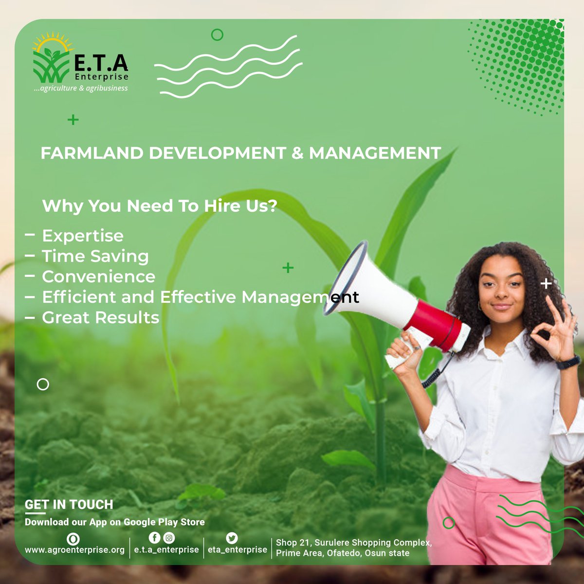 ETA_enterprise's tweet photo. What is worth doing is worth doing well.
With @ETA_enterprise Farm Dev & Mgt service - you can have your Farmland Developed while at your comfort!
Send us a DM to get started!
#NewWeek #farming #plantation #farmdevelopment #farmmanagement #Nigerians #investments #agriculture https://t.co/bsYHflRUC1