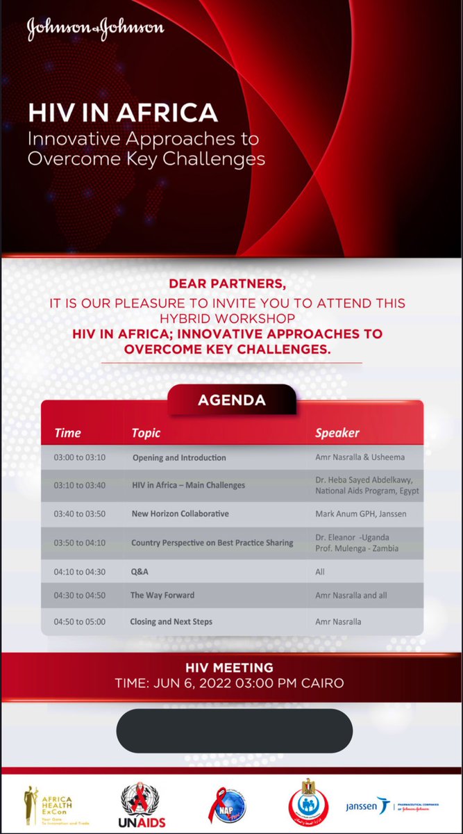ro_collins's tweet photo. Happening today! @JNJGlobalHealth @JanssenEMEA and partners coming together at #AfricaHealthExCon to discuss innovative approaches to overcome key challenges in #HIV.  Together we will #outsmartepidemics and #makeHIVhistory. https://t.co/JF2vhSv5da
