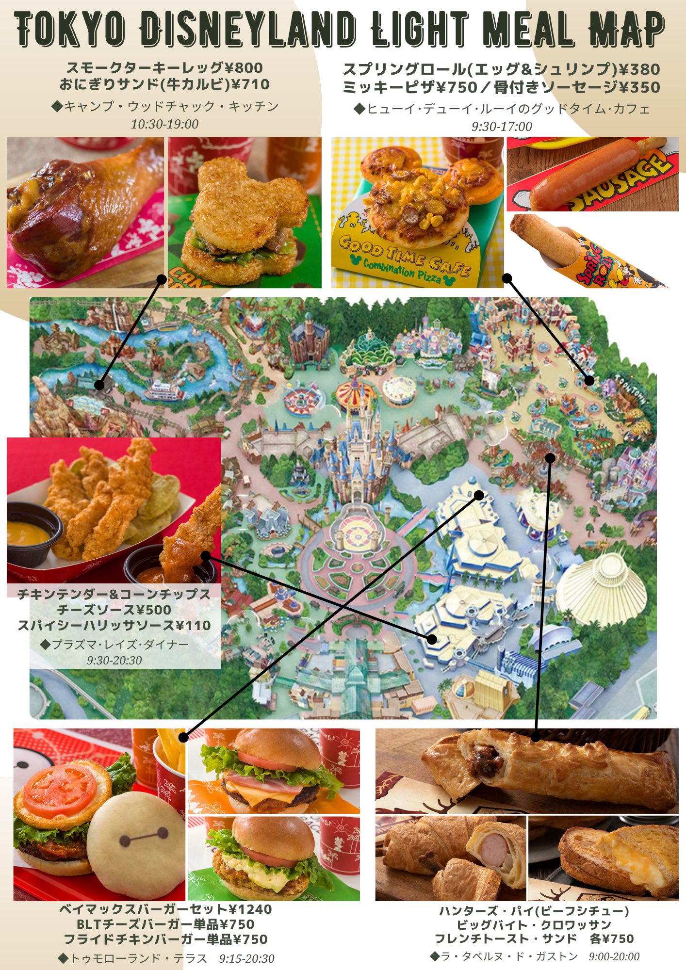 きょん マップ ディズニーランドで軽く食べたいときに便利な食べ歩きマップです どれが食べたいですか Tdr Food ディズニー ディズニーランド T Co Fw6gqrufqd Twitter