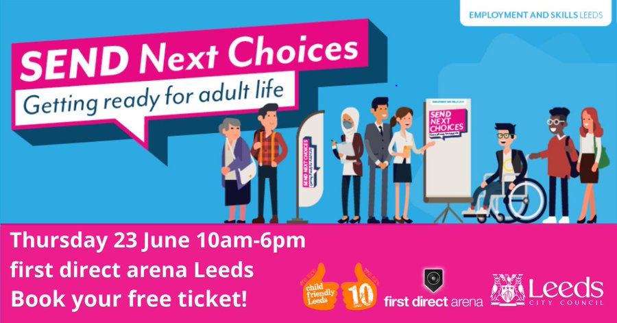 A great event for young people with Special Educational Needs and Disabilities and their parents and carers to find out more about their options as they move into adult life.
Book your FREE ticket today: orlo.uk/eztqh

<a href="/LeedsCC_News/">Leeds Council News</a> #send #sendleeds #sendnextchoices