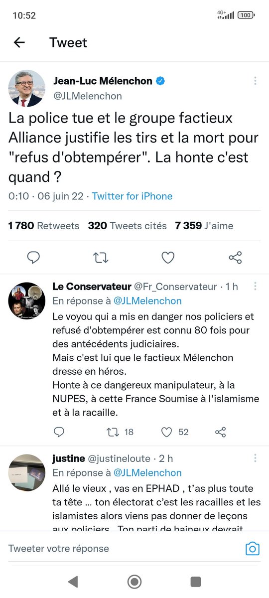 Kyrion161's tweet photo. Policier de mon État, et bien que j'ai un devoir de réserve, je vais passer au dessus. Alors voilà, je vous emmerde MELENCHON. Venez patrouiller avec moi et vous aller vous chier dessus au bout de 10 minutes. Vous êtes un parasite de la société. Je n'ai pour vous que du mépris. https://t.co/Nyv7QDlRn4