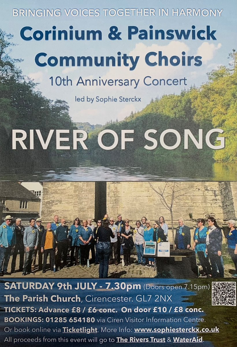 River of Song - concert at Cirencester Parish Church in aid of The Rivers Trust <a href="/theriverstrust/">The Rivers Trust</a> and Water Aid <a href="/WaterAidUK/">WaterAid UK 💦</a>. Saturday 9 July, 7:30pm