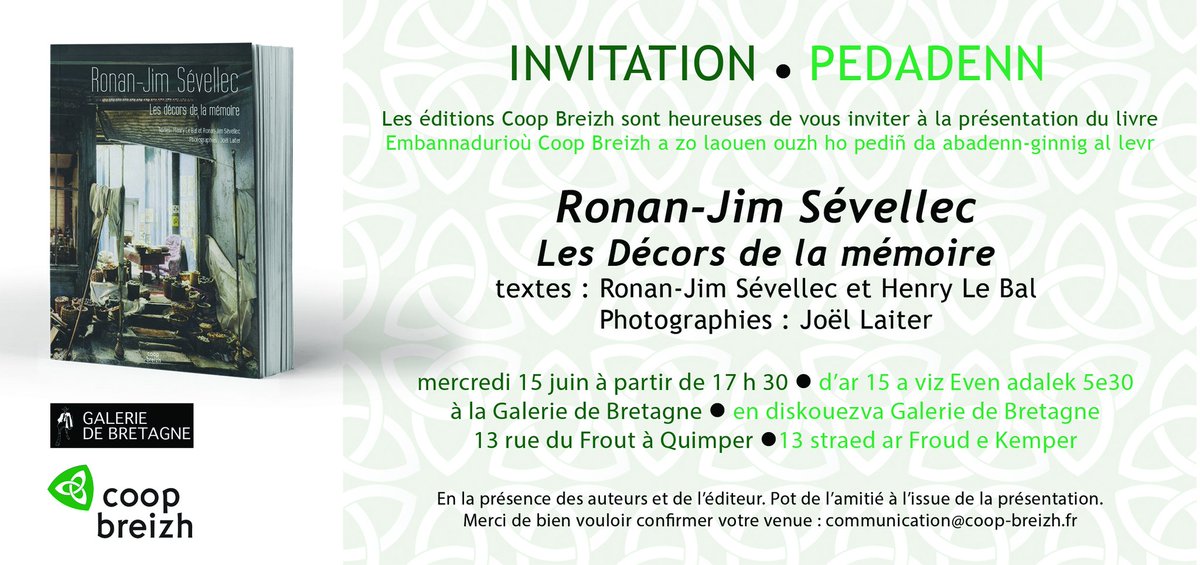 IsabelleLebal's tweet photo. Les auteurs :  Henry Le Bal et Ronan-Jim Sévellec préférant pinceaux et plume Sergent-Major aux ordinateurs, je vous remercie de transmettre aux amateurs de livre d'art l'invitation pour la sortie de leur livre.Mer 15 Juin. 17h30. #Quimper/#Kemper plus d'informations @coopbreizh https://t.co/ZPlzIB9JOE