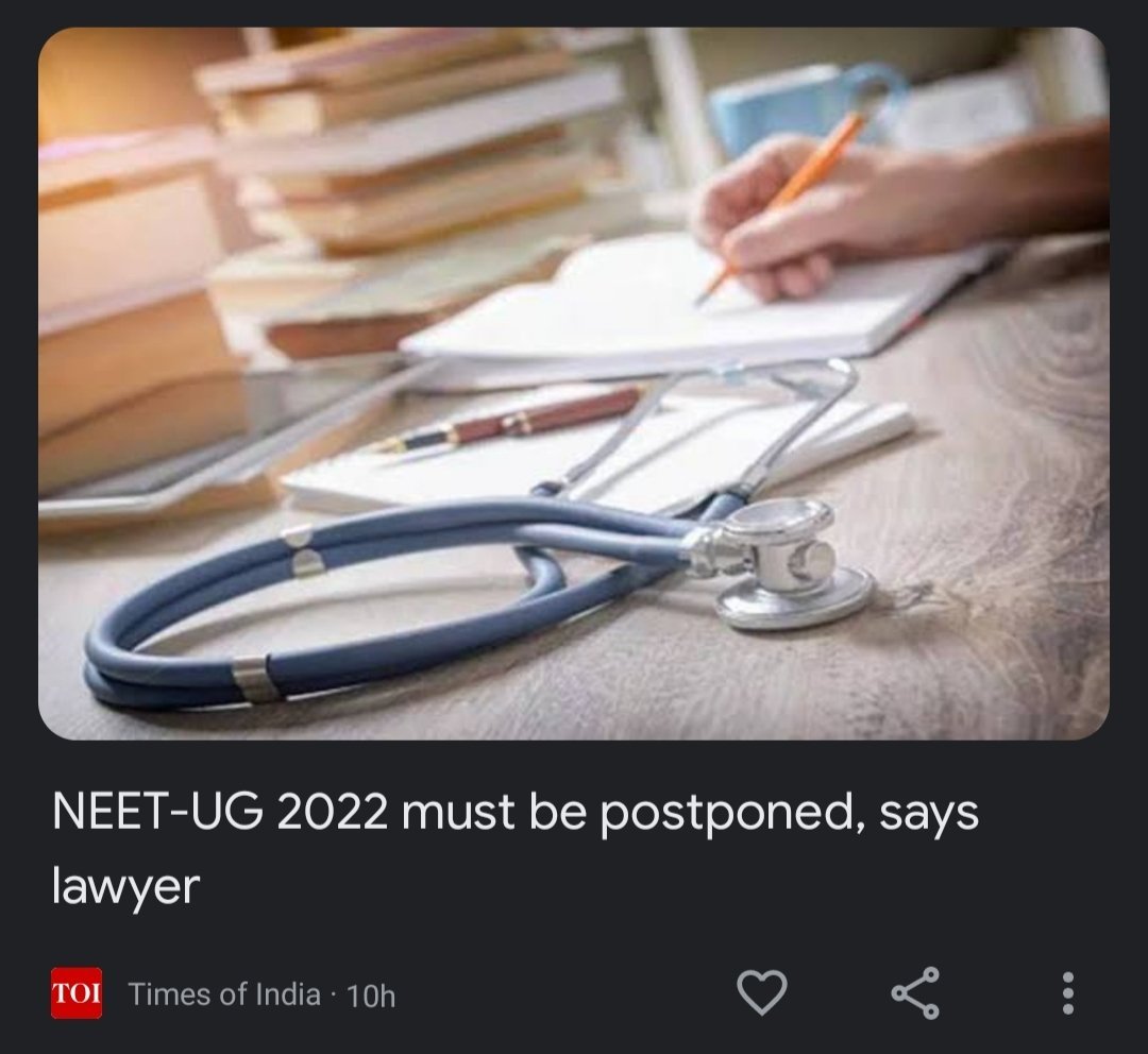 Patelkh40258579's tweet photo. Cause of postpone neet ug 2022 is genuine !
@DG_NTA
 
     Don't give up aspirants 🤟
We are about to win 😀
#NTApostponeNEETUG Tweet as much as you can using this hashtag 👆
#NTAdeferNEETUG 
A big thanks to 
@timesofindia https://t.co/ECiiDzbGiS