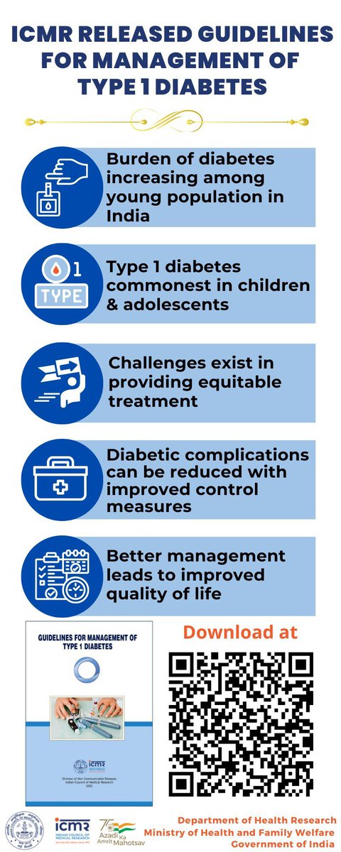 <a href="/ICMRDELHI/">ICMR</a> has released guidelines for management of #t1d 
This is a welcome step 
A beginning has been made in the right direction 
<a href="/drmohanv/">Dr.V.Mohan</a> Sir,please convey my gratitude to everyone involved and special thanks to you Sir for this 

Link to download main.icmr.nic.in/sites/default/…