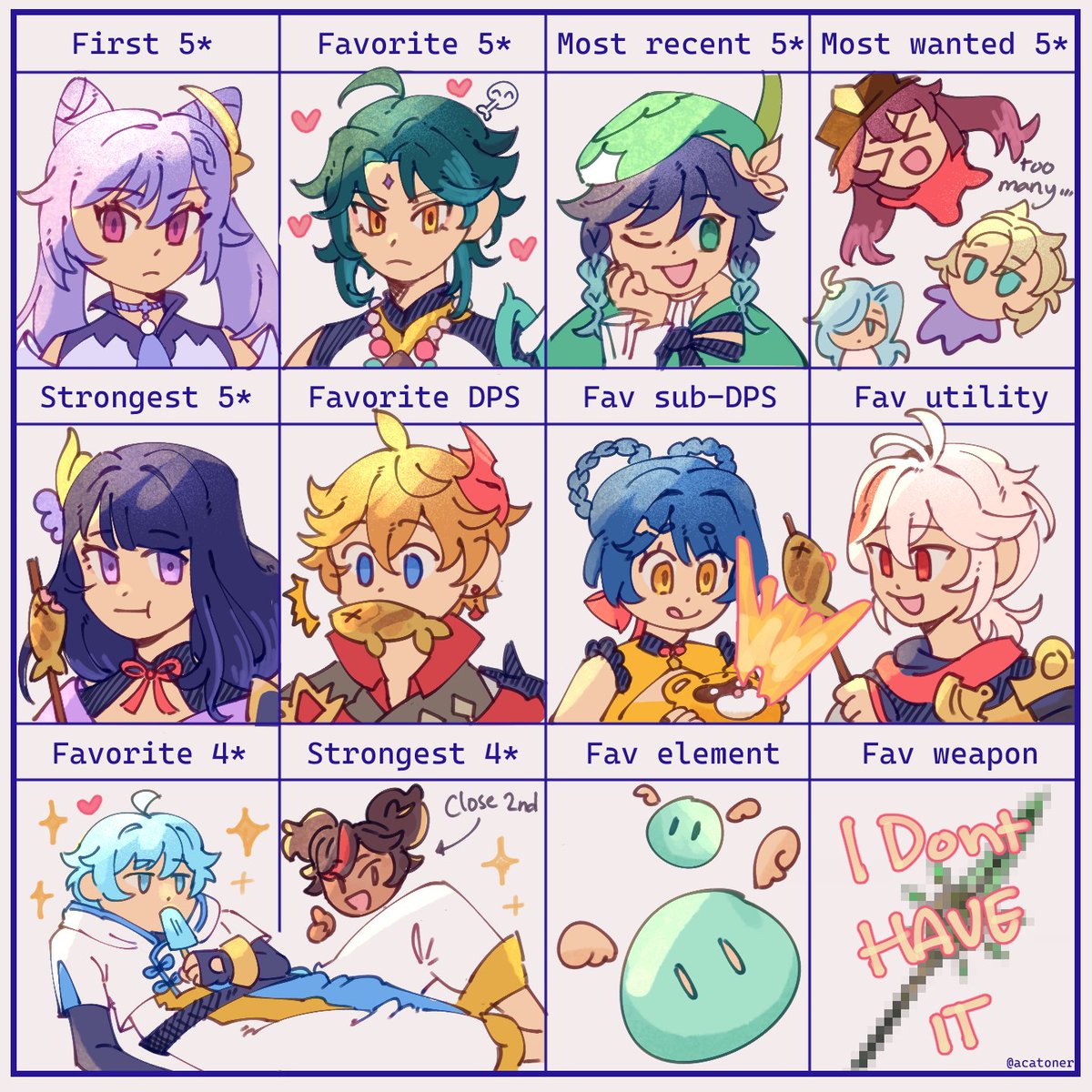 finally did this ! 🥰🥰 the second row is one of my favorite teams, that's why they're eating together 😋🐟 