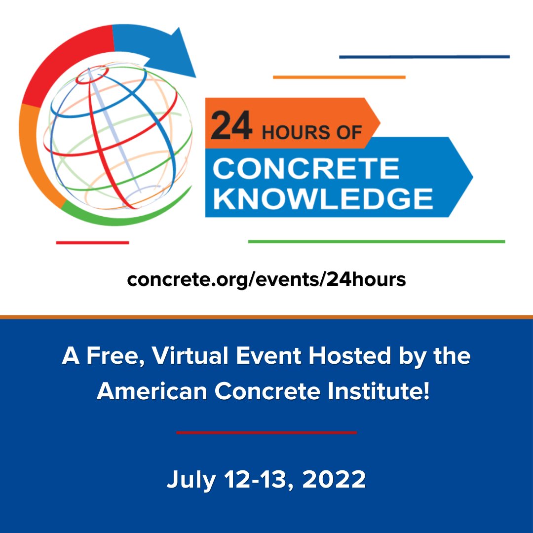 ConcreteACI's tweet photo. Have you registered for 24 Hours of Concrete Knowledge yet?!

24 Hours of Concrete Knowledge is a FREE, virtual conference that brings together concrete experts to present the latest research, trends, and studies to the concrete world.

➡ Register Now: https://t.co/6IfyvmRI2U https://t.co/smvfXWzZwq