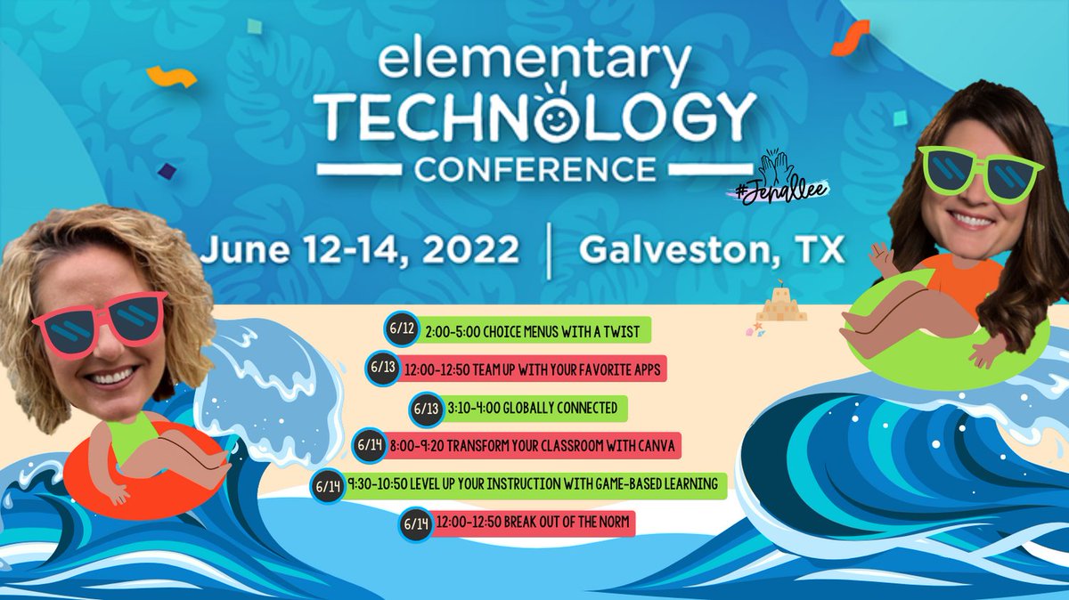 This time next week #Jenallee will be enjoying the beach. 🏖 We are so excited to be presenting at @TCEA for #ETC22. 🎉
Drop a comment below if you're coming & be sure to find us so we can take a selfie 🤳 
#MIEExpert #UCanWithCanva #MicrosoftEDU #gamification #OneNote #Genially
