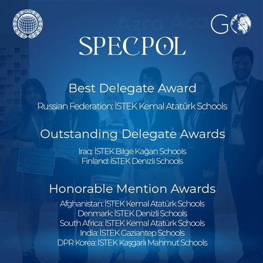istekmun's tweet photo. Dear Delegates,
You worked so hard and deserved your awards. Here is the awards for the winners. We can’t wait to see you next year!
#ISTEKMUN https://t.co/t5UAzjkBky