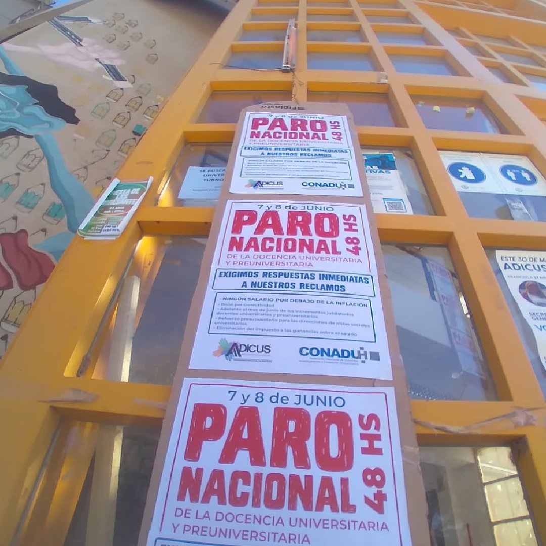 adicus_sj's tweet photo. 📣📣 7 y 8 de Junio: PARO NACIONAL de la docencia universitaria y preuniversitaria convocado por @CONADUHistorica

• Exigimos respuestas inmediatas a nuestros reclamos. ¡Basta de dilaciones!

• ¡Que ningún salario quede por debajo de la inflación!

#ADICUS https://t.co/6nT1uMB1Bo