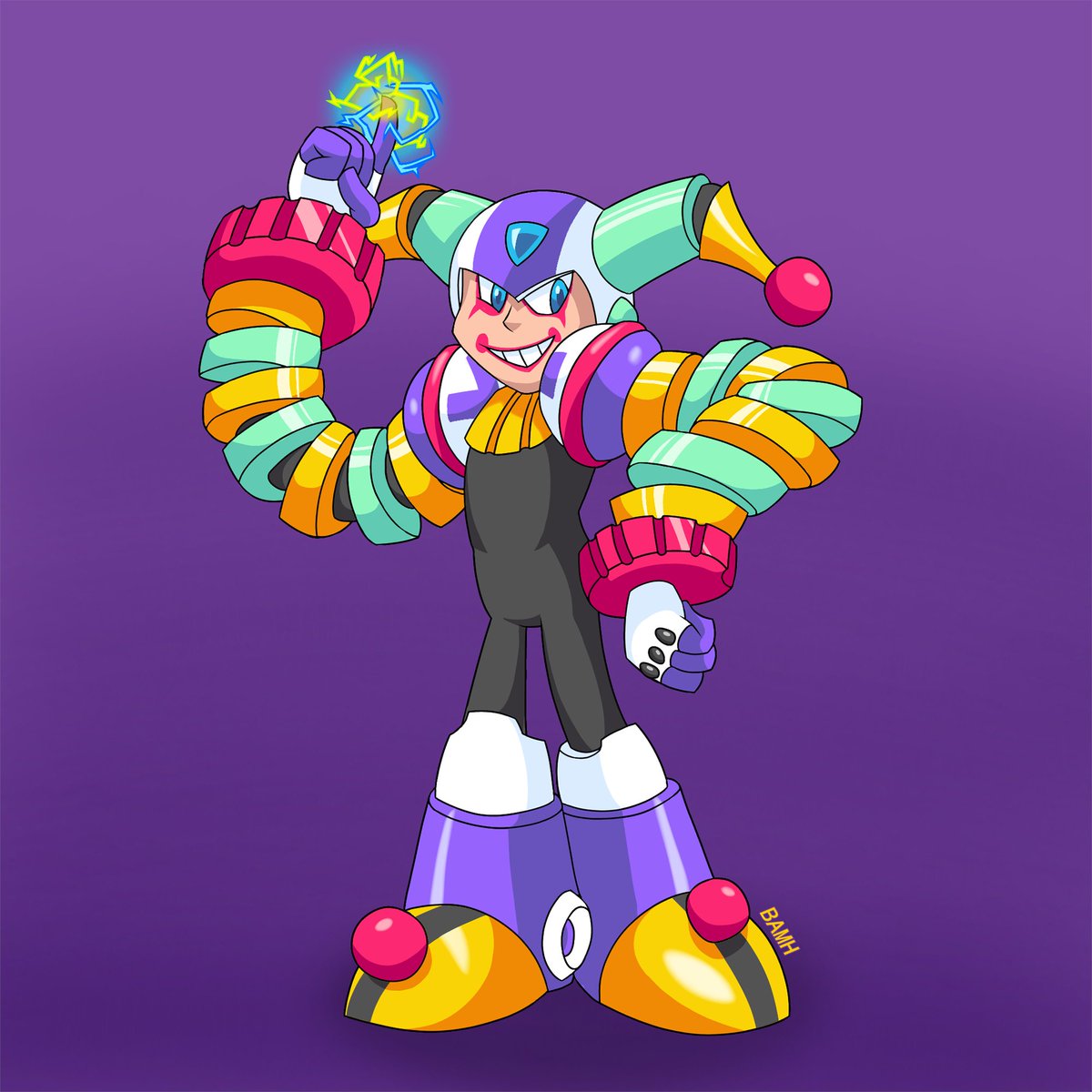 AmhBraulio's tweet photo. And here is other entry for @PizzaStart Mega Man Collab, this time its about my favorite Robot Master, Clown Man.

Yeah, I love MM8. https://t.co/Q9pzxkN7f1