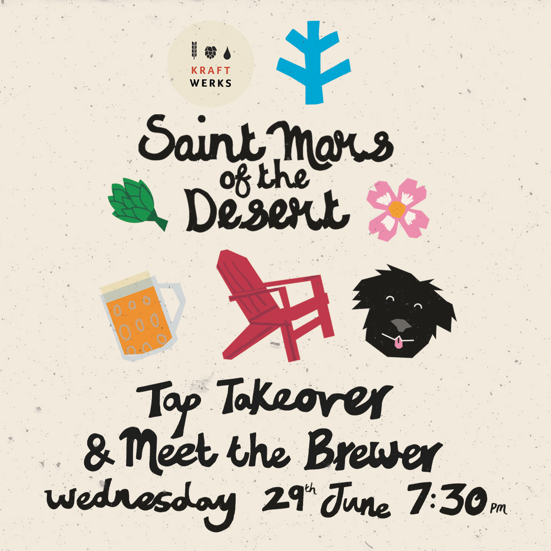 KraftWerksNotts's tweet photo. Kraft Werks x St Mars Of The Desert 
Tap Take Over &amp; Meet The Brewer Weds 29 June 730
Koelship-brewed beers, rustic and monastic styles and foeder beers @beerofsmod #nottinghamcraftbeer #nottinghambeer  #wildale #mixedfermentation #wildbeer #nottinghamcraftbeerweek https://t.co/rNKtt3UDEC