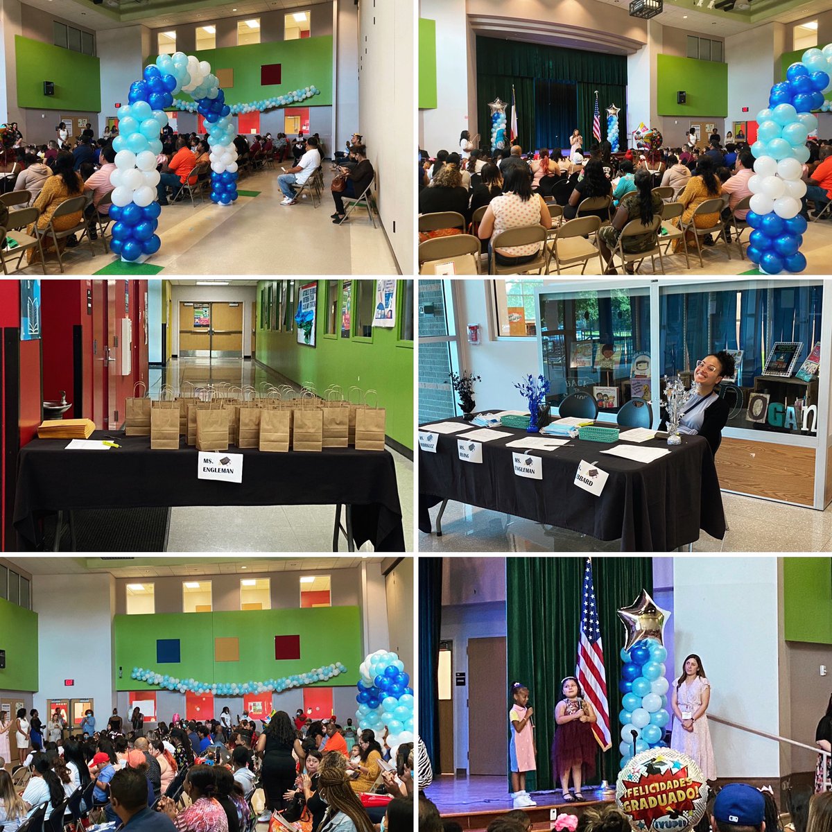 DoganElementary's tweet photo. Our Kindergarten graduation ceremony is underway and we are so proud and excited for our scholars! #FirstGradeBound @DoganLMC_HISD https://t.co/K8bjCuuQq7