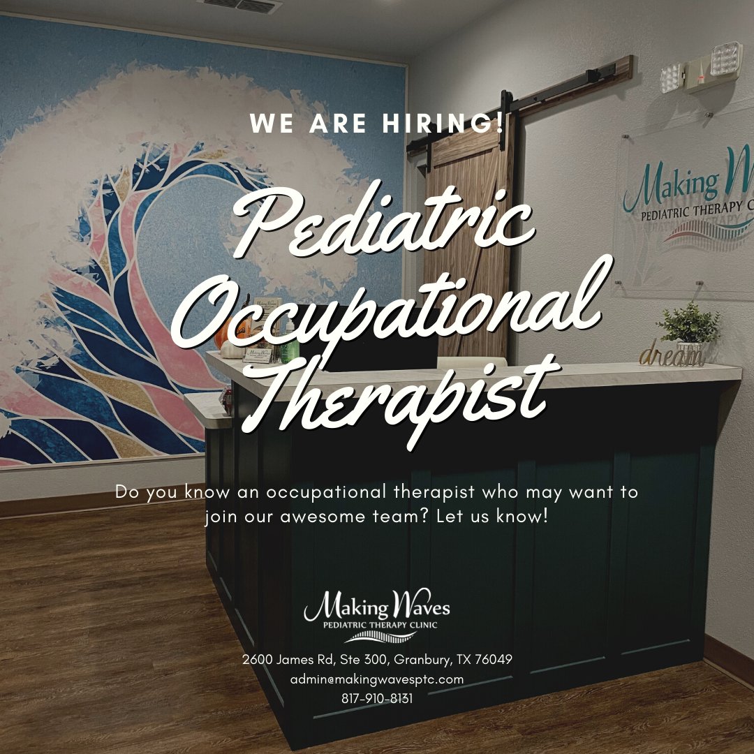 makingwavesptc's tweet image. We need your help - tag an OT you know below!

#makingwaves #occupationaltherapy #hiring #OT