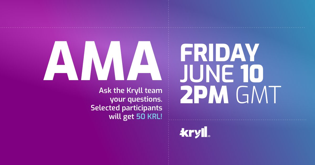 kryll_io's tweet photo. 🚨 We are hosting an AMA on on Telegram this Friday, June 10th at 2PM (GMT)

Ask your questions to the Kryll team. If your question is selected, you will receive 50 KRL! 💰

You have until Tuesday, June 7th at 3PM GMT to ask your questions here ➡️ https://t.co/5SqVEENPjN https://t.co/4szNHuiDvR