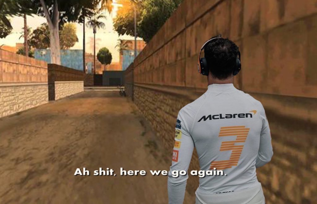 ricciardopics's tweet photo. daniel ricciardo fans while everyone else is celebrating the new race week 🥲 https://t.co/hLPUxVnCyX
