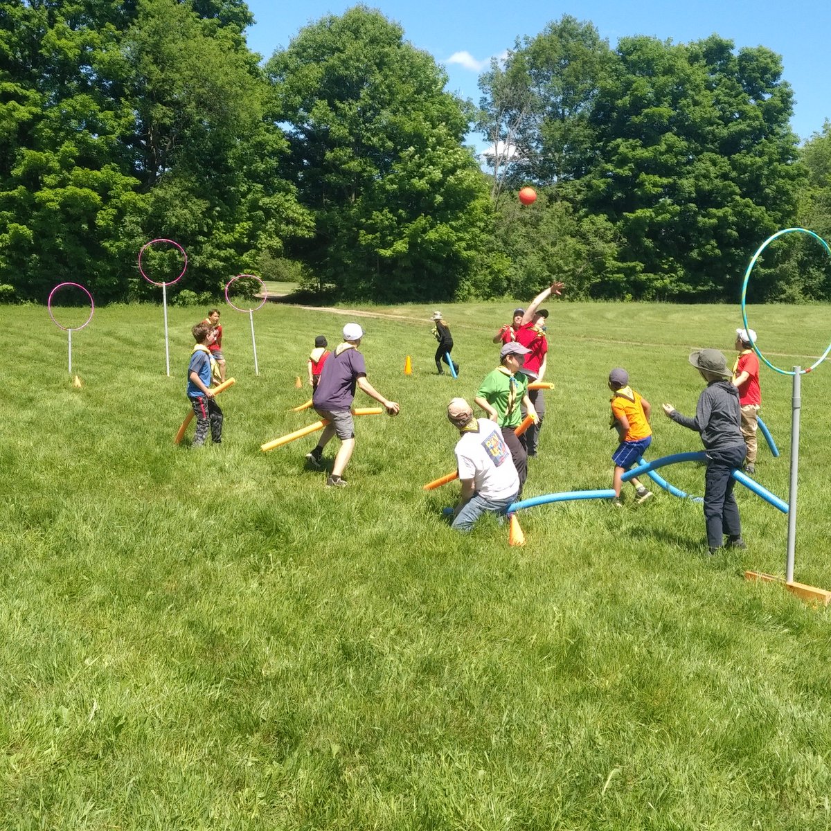 ScouterAndy's tweet photo. @1stBolton Scouts had a blast playing Quidditch at all-sections camp!  @scoutscanada @CECScouts #scoutsdostuff https://t.co/IET0PLbowT