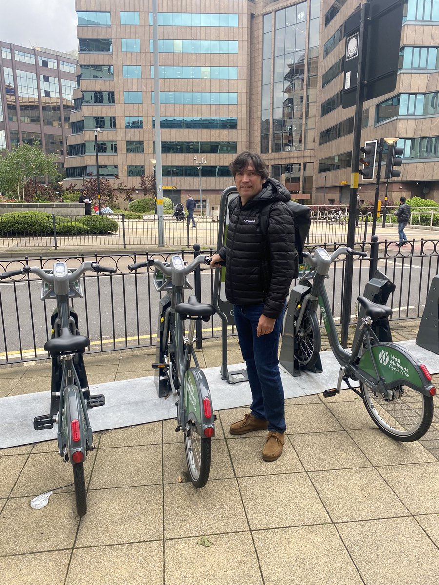 bikemayorbrum's tweet photo. At the start of bike week, I am getting across town on the @WMCycleHire, also to meet with our new cabinet member for transport @LizClements enjoyed the discussions about the future of cycling and transport in Birmingham.
@LegacyTfWM @bhamconnected @bycs @BhamCityCouncil https://t.co/V6M2cMbeee