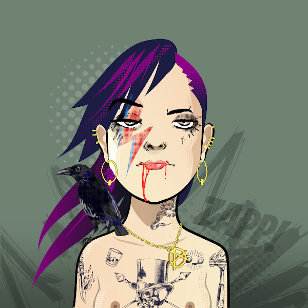 Evolving Art/nft's
Normie #6733
Name: Excessive Vicious Laura
Purple haired girl with crow on her shoulder, Bowie eyes, Gold Anarch necklace, Vamp blood, Ace High, snake…. <a href="/normies_nft/">meet the normies</a> #nft #nfts #art #tattoos  #tattoo #tattooartist #love #instagood #fashion #beauty